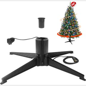 STRIGHT 360-DEGREE ROTATING CHRISTMAS TREE STAND - REMOVABLE REVOLVING BASE FOR UP TO 7.5FT ARTIFICIAL TREE WITH 2 BUILT-IN ELECTR