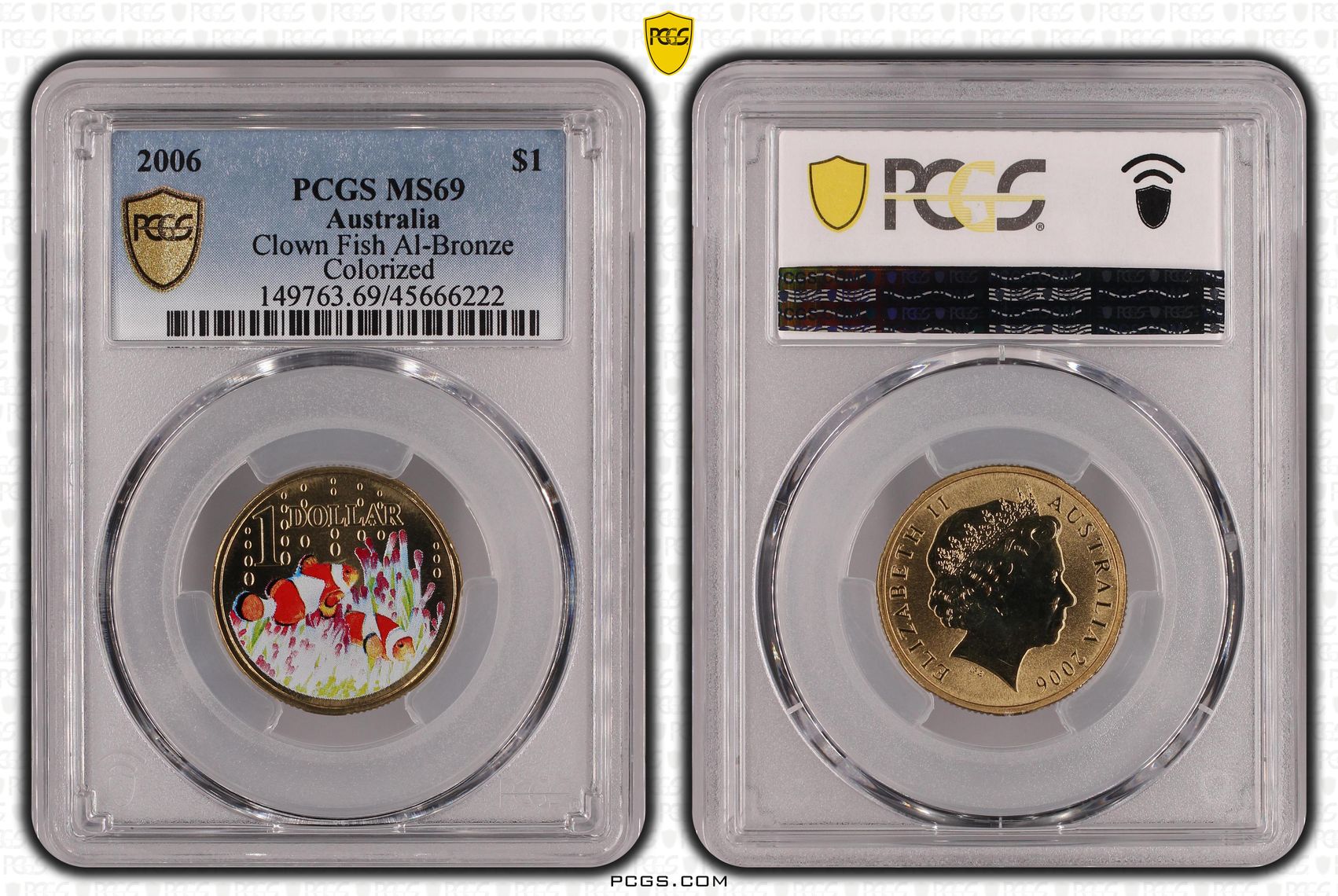 2006 Australia One Dollar, $1 Clown Fish Al-Bronze PCGS - MS69 POP 16/0 -222