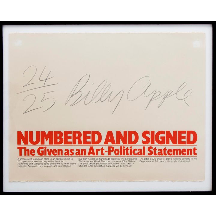 Billy Apple 'Numbered and Signed'