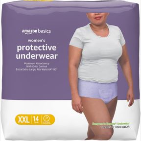 AMAZON BASICS INCONTINENCE UNDERWEAR FOR WOMEN, PROTECTIVE, DISPOSABLE, POSTPARTUM, MAXIMUM ABSORBENCY, XX-LARGE, LAVENDER, 14 COU