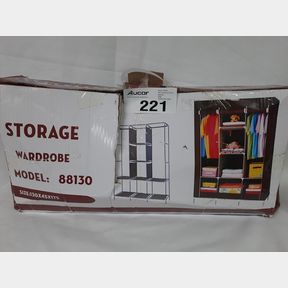 WARDROBE PORTABLE FOR BEDROOM CLOTHES RAIL WITH NON-WOVEN FABRIC COVER - GRAY