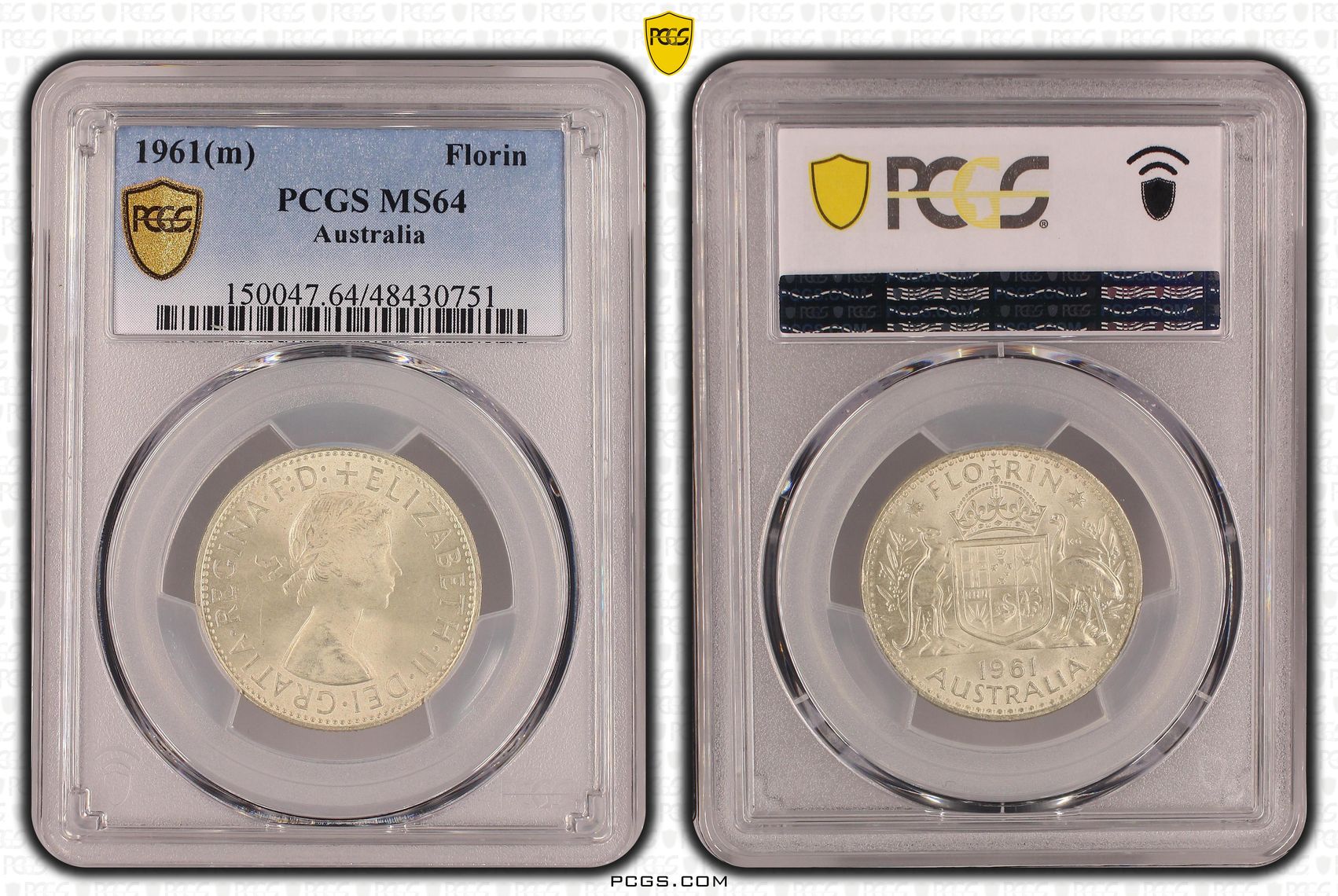 Elizabeth II, Florin, 1961(m), PCGS MS64