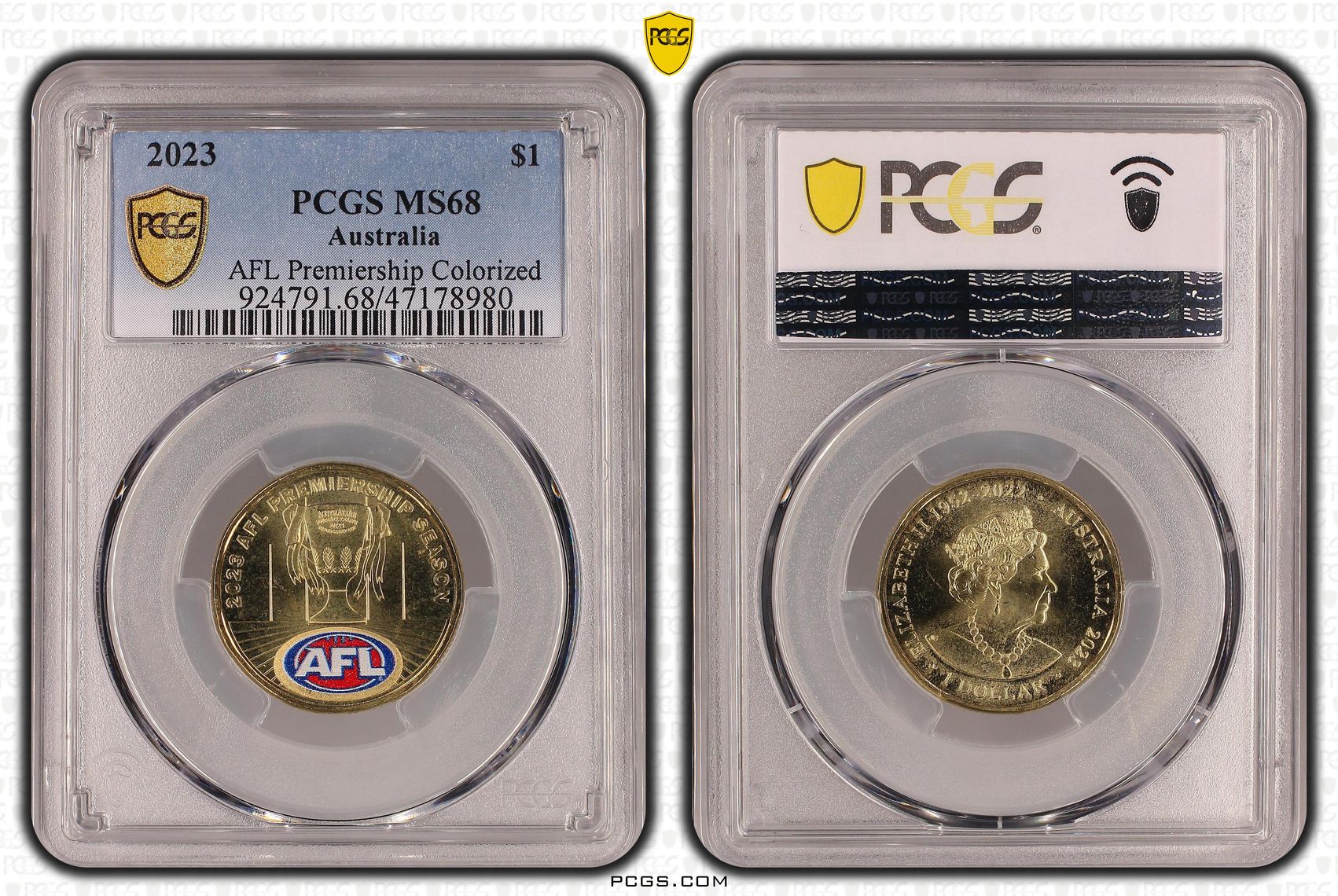 AFL Premiership Colorized , One Dollar, 2023, PCGS MS68