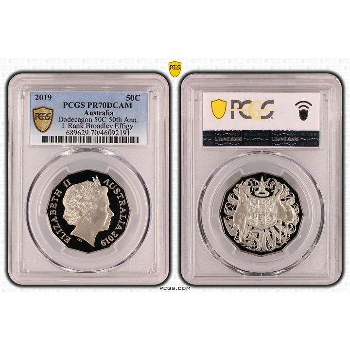 2019 Australia Fifty Cent, 50c Dodecagon 50C 50th Ann. I. Rank Broadley Effigy PCGS - PR70DCAM POP 51/0 -191