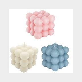 Scented Soy Wax Bubble Candle - 3 Pack - Cream - 6.5 cm -- bar -9902052359970- 51736/3538 SN B1 (S5)