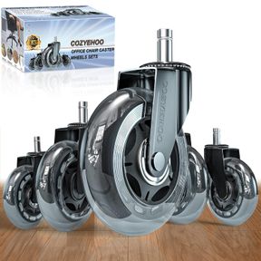 OFFICE CHAIR WHEELS, HEAVY-DUTY CASTER WHEELS 3 INCH, REPLACEMENT WHEELS FOR OFFICE CHAIR, RUBBER CASTERS FOR WOOD FLOORS/CARPET,