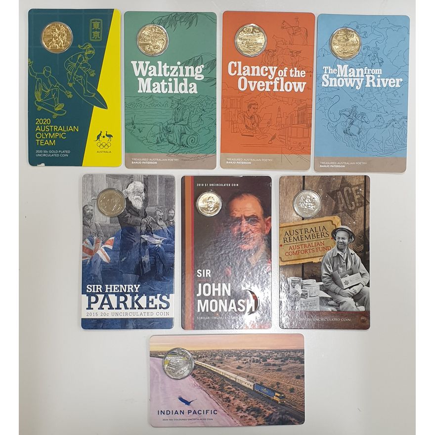 Unc. Carded Coins (x8)