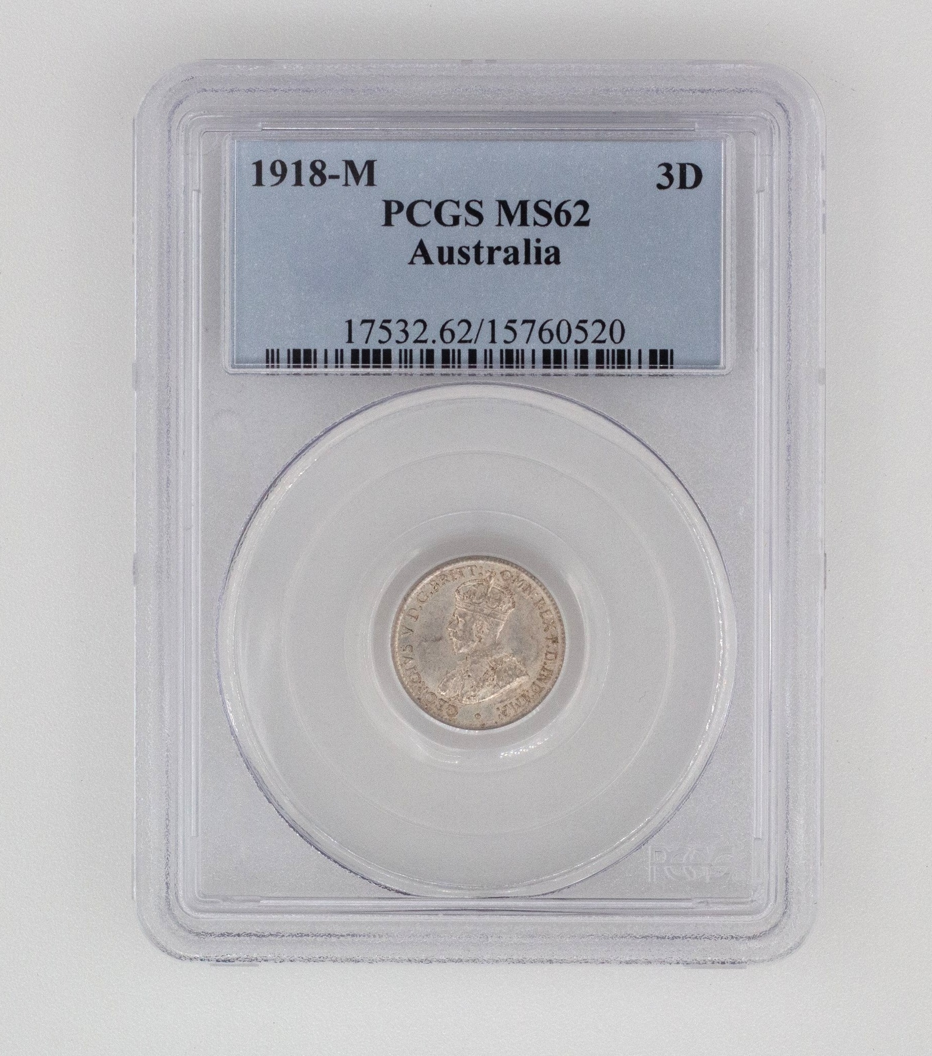 George V, Threepence, MS62 , 1918-M