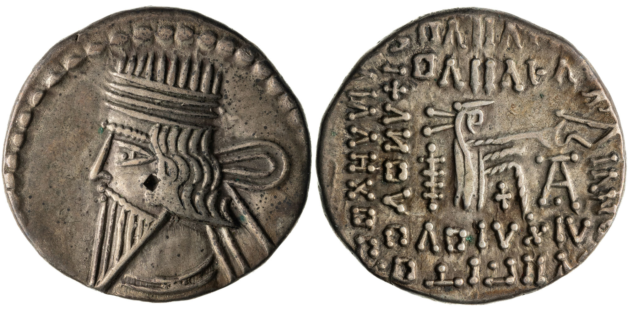Vologaeses III, Drachm, 105 - 147 AD, VF