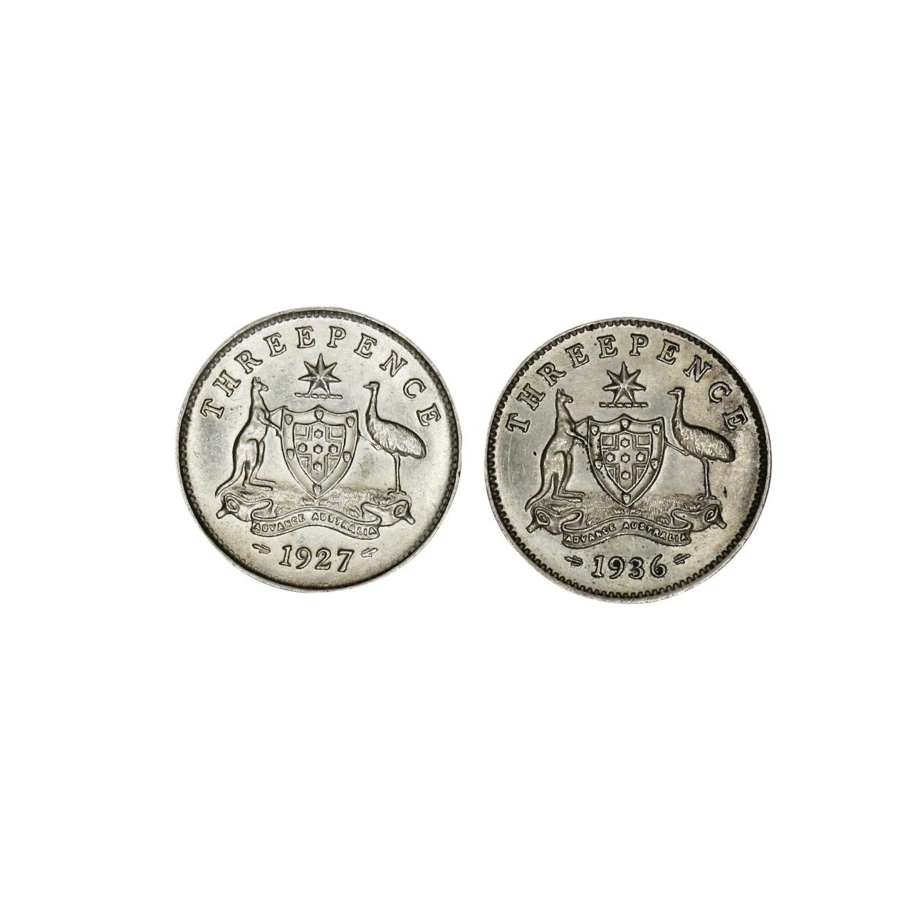 962. · George V, Threepence, 1927 & 1936, gEF