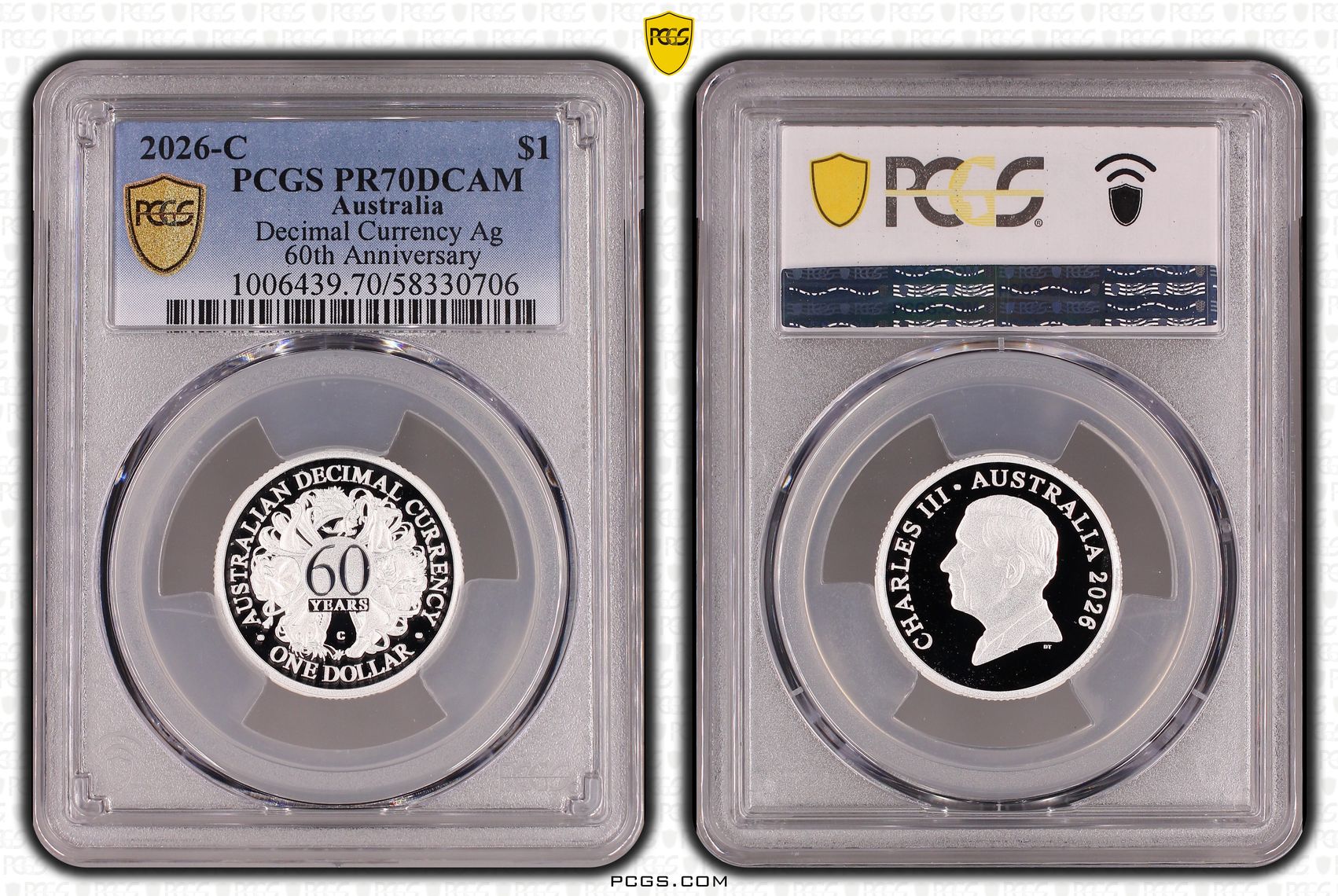 Decimal Currency Silver 60th Anniversary, One Dollar, 2026-C, PCGS PR70DCAM