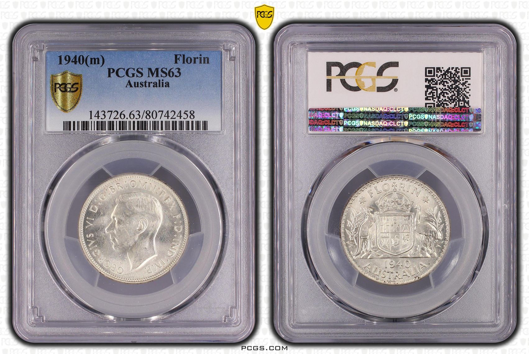 George VI, Florin, 1940(m), PCGS MS63