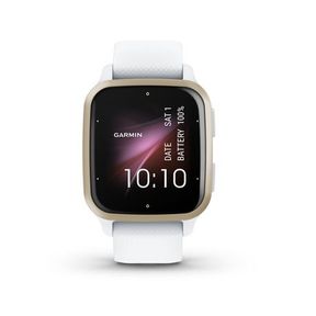 Garmin Venu Sq Smartwatch Light Gold Bezel with White Case and Silicone Band|