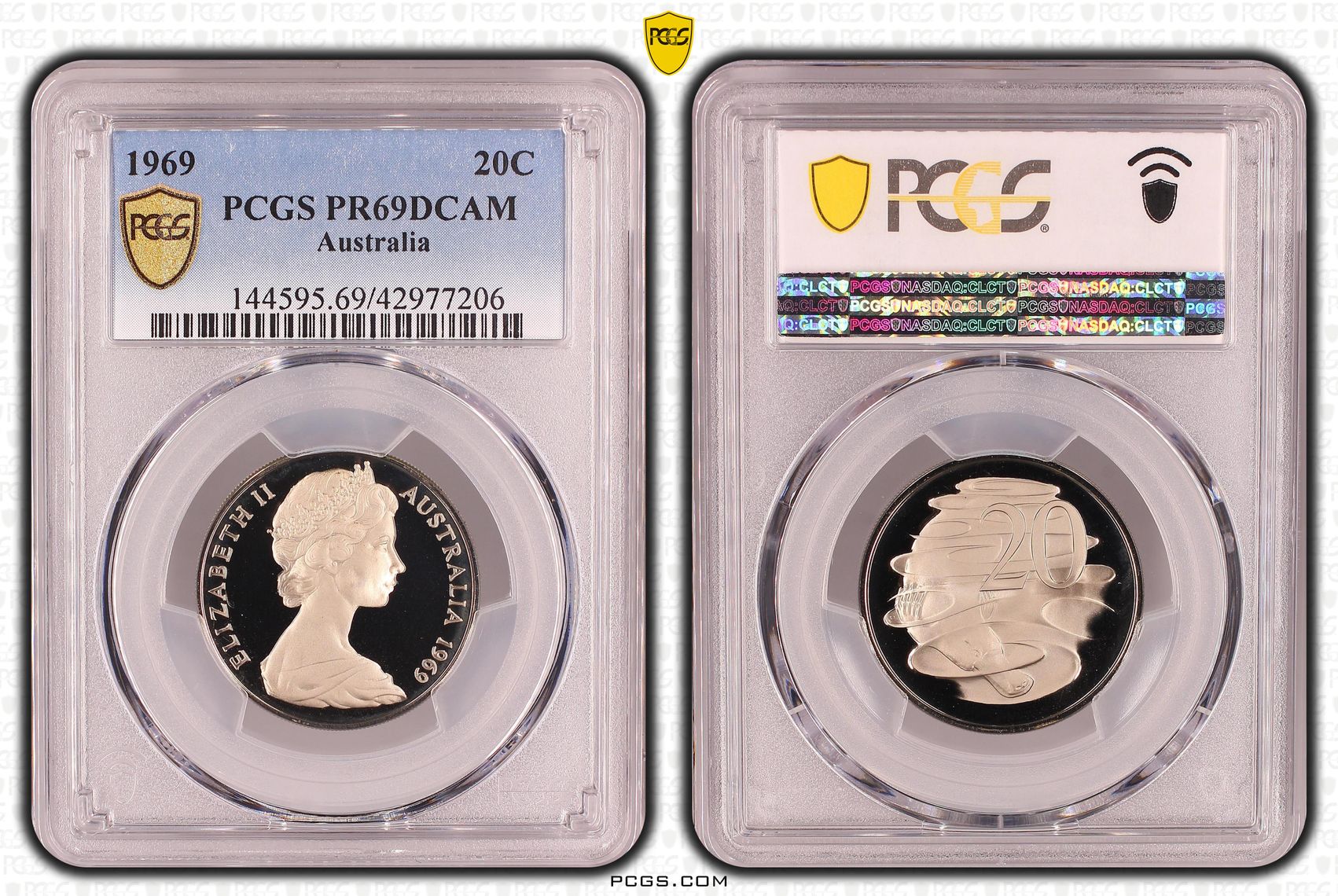 1969 Australia Twenty Cent, 20c PCGS - PR69DCAM -206