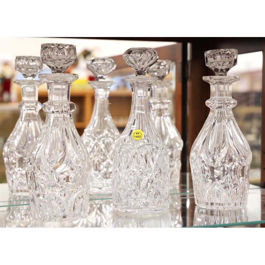 3pc Antique Cut Glass Decanters 10'' Approx.