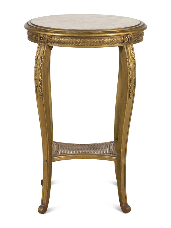 A Louis XV Style Giltwood Marble-Top Side Table