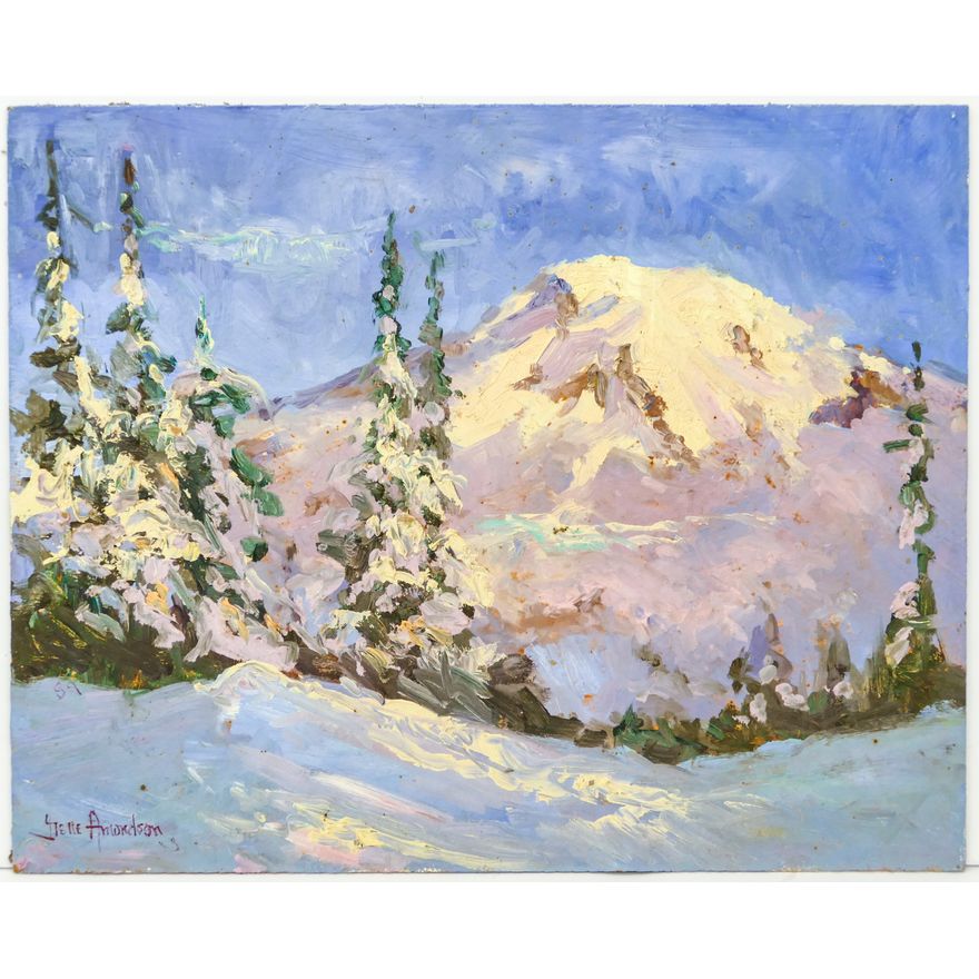 Gene Amondson ''Mt. Rainier'' 1984 Oil on Masonite 16''x20''