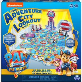 PAW PATROL: THE MOVIE, ADVENTURE CITY LOOKOUT TOWER BOARD GAME CHASE MARSHALL SKYE RYDER RUBBLE, FOR PRESCHOOLERS, KIDS, & FAMILIE