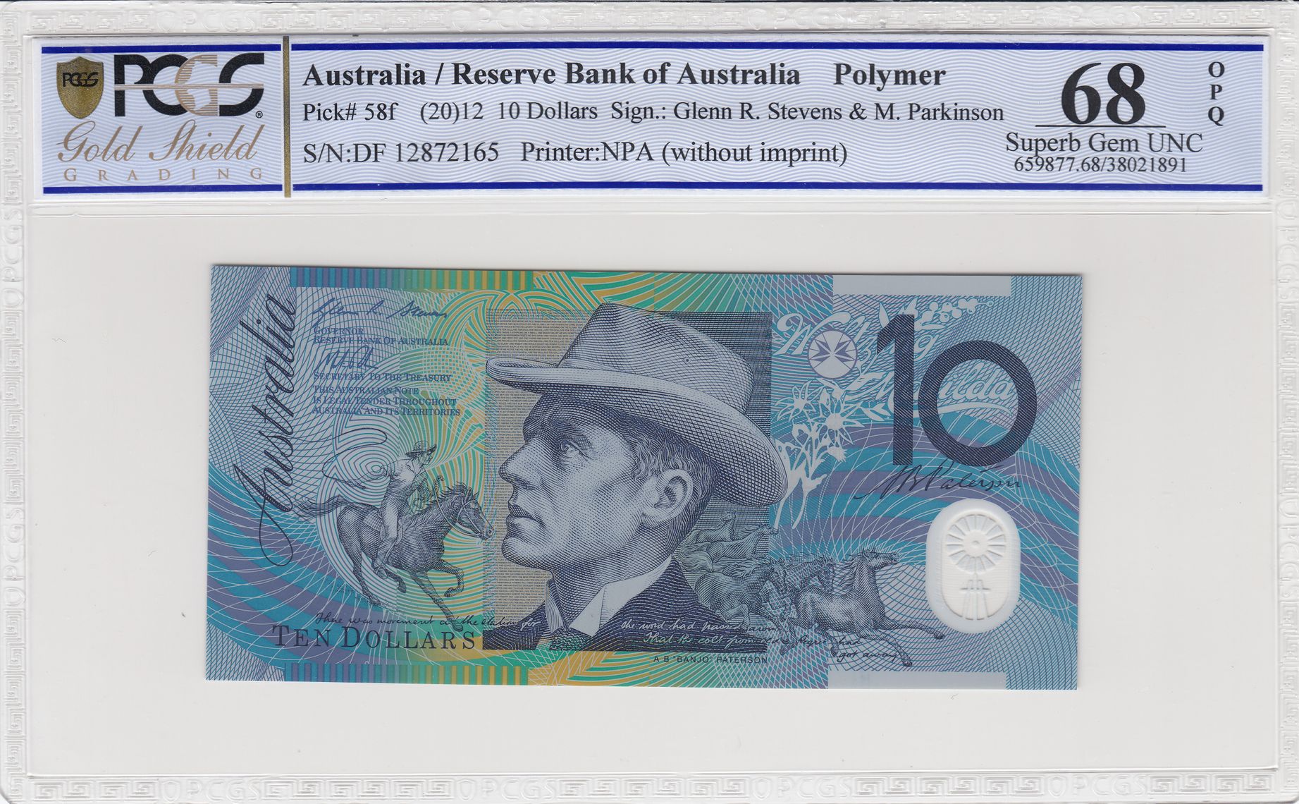 Stevens/Parkinson, Ten Dollar, 2012, PCGS Superb Gem UNC 68 PPQ