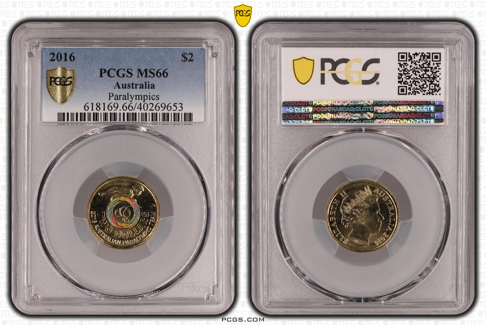 Paralympics Colourised, Two Dollar, 2016, PCGS MS66