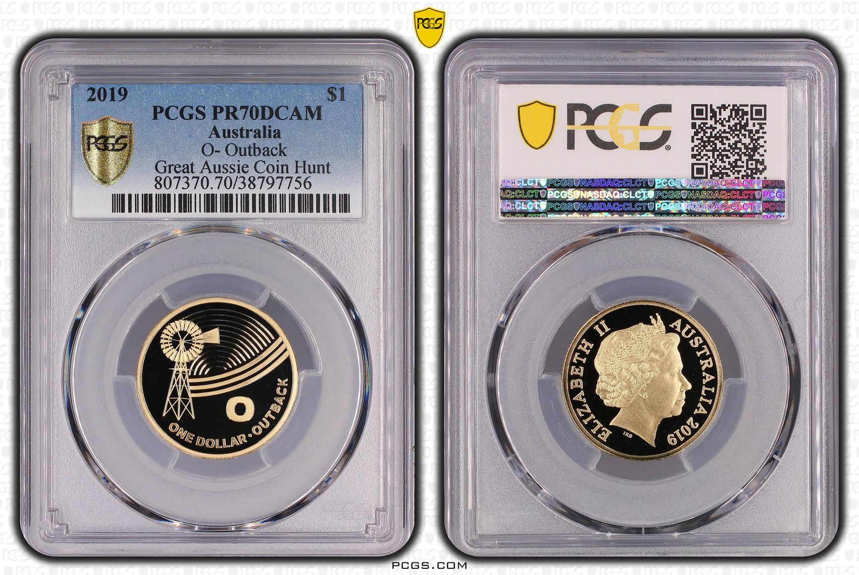 453 · 2019 Australia One Dollar, $1 O- Outback Great Aussie Coin Hunt PCGS - PR70DCAM POP 9/0 -756