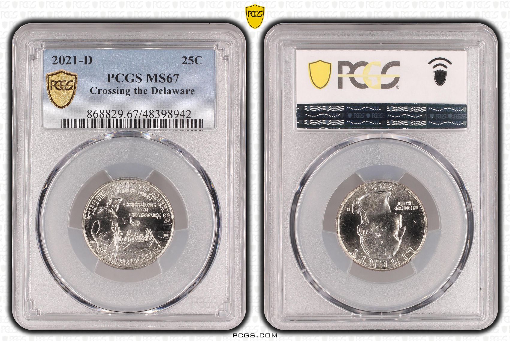 The United States of America, Washington Crossing the Delaware , Twenty Five Cent, 2021-D, PCGS MS67