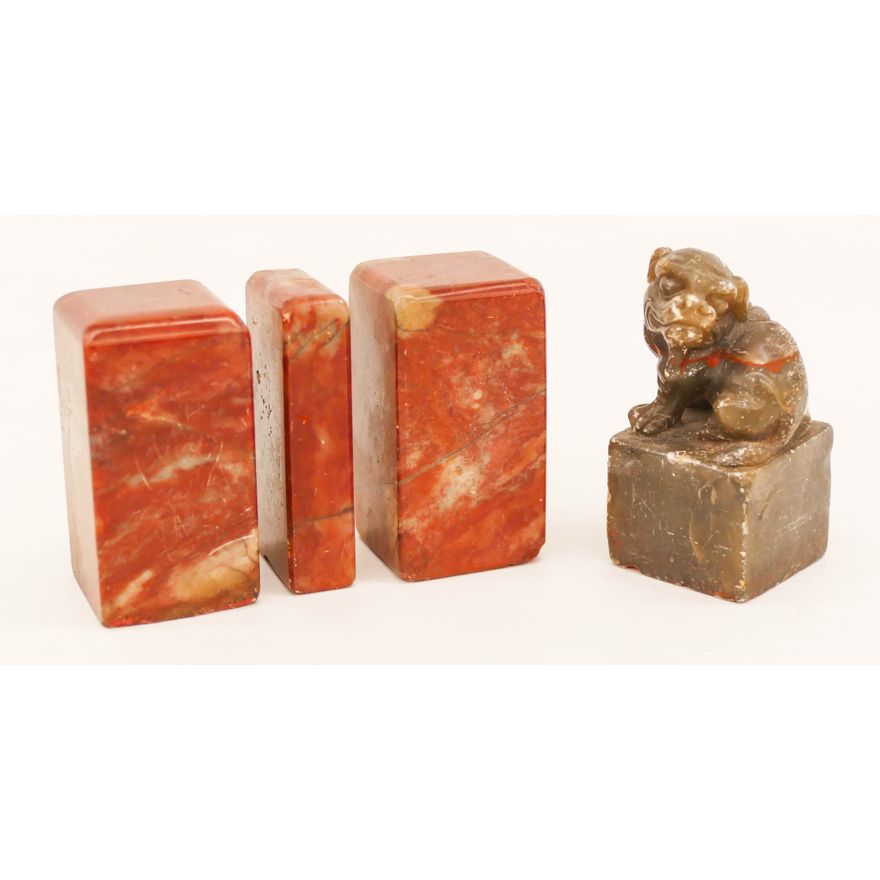 4pc Old Chinese Soapstone Seals 2'' Approx.