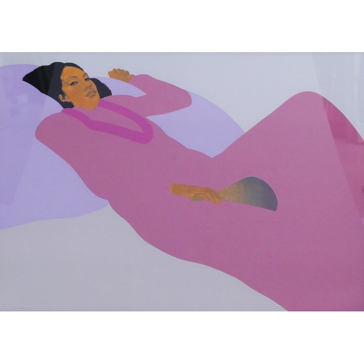 Pegge Hopper (b.1936, Hawaii) Serigraph of Hawaiian Lady with Fan. Printer's Proof Edition 9/34.