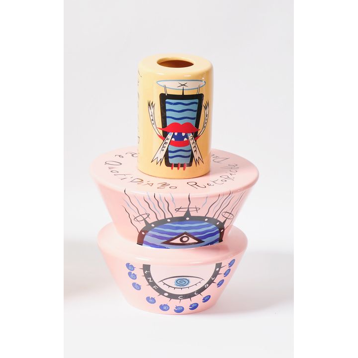 Marco Zanini and Massimo Giacon for Bitossi, Italy - Limited edition 'Infocidio (Information Overload)' Ceramicomix vase