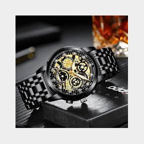NEKTOM Men s Mechanical Chronograph Watch Black / Black | BATTERY FLAT