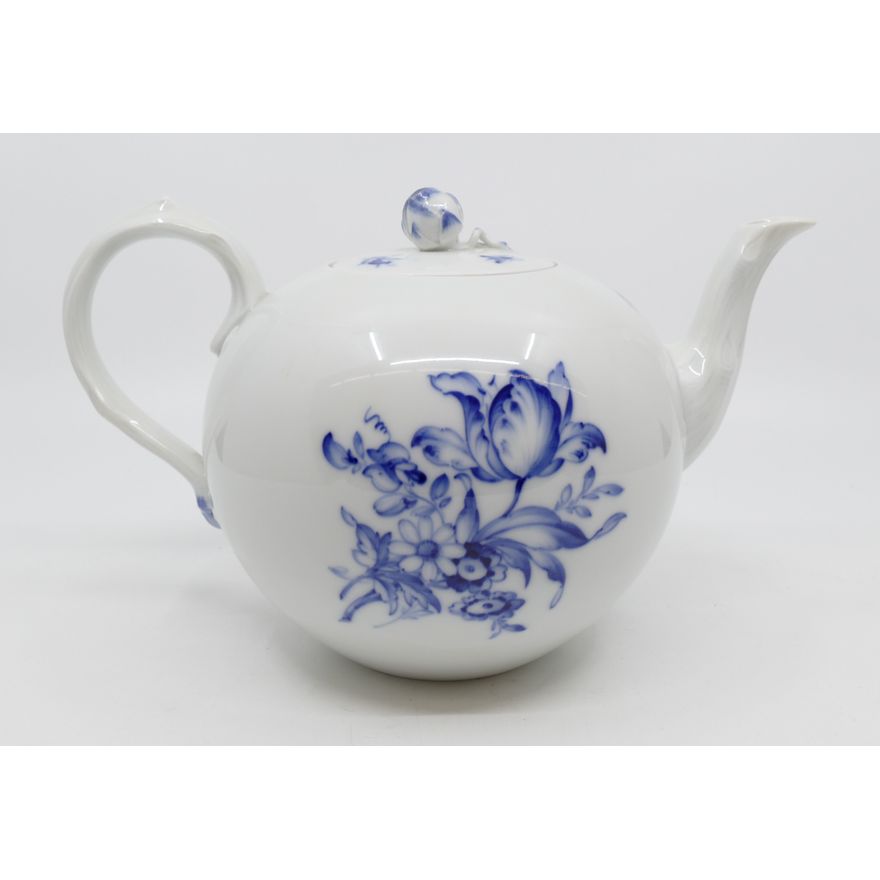 Meissen Blue Flowers and Insects Porcelain Teapot