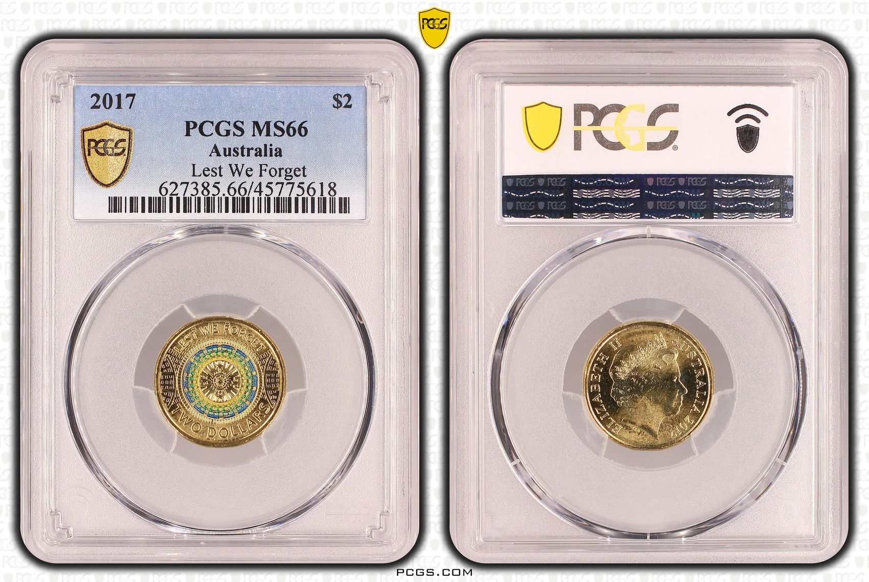 Elizabeth II, Lest We Forget, Two Dollar, 2017, PCGS MS66
