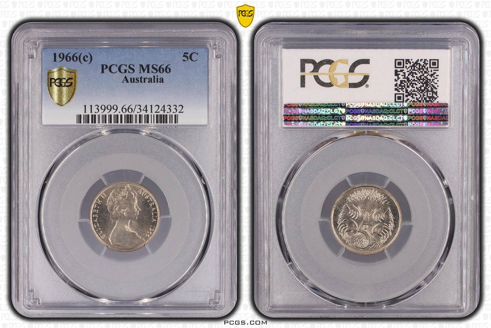 Elizabeth II, Five Cent, 1966(c), PCGS MS66