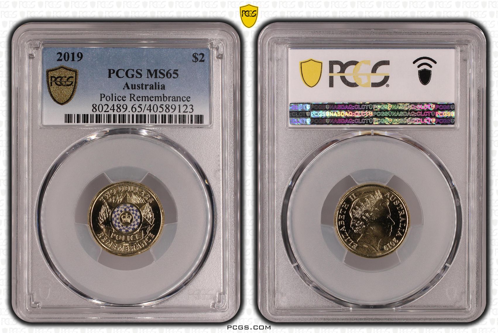 Police Remembrance Colourised, Two Dollar, 2019, PCGS MS65