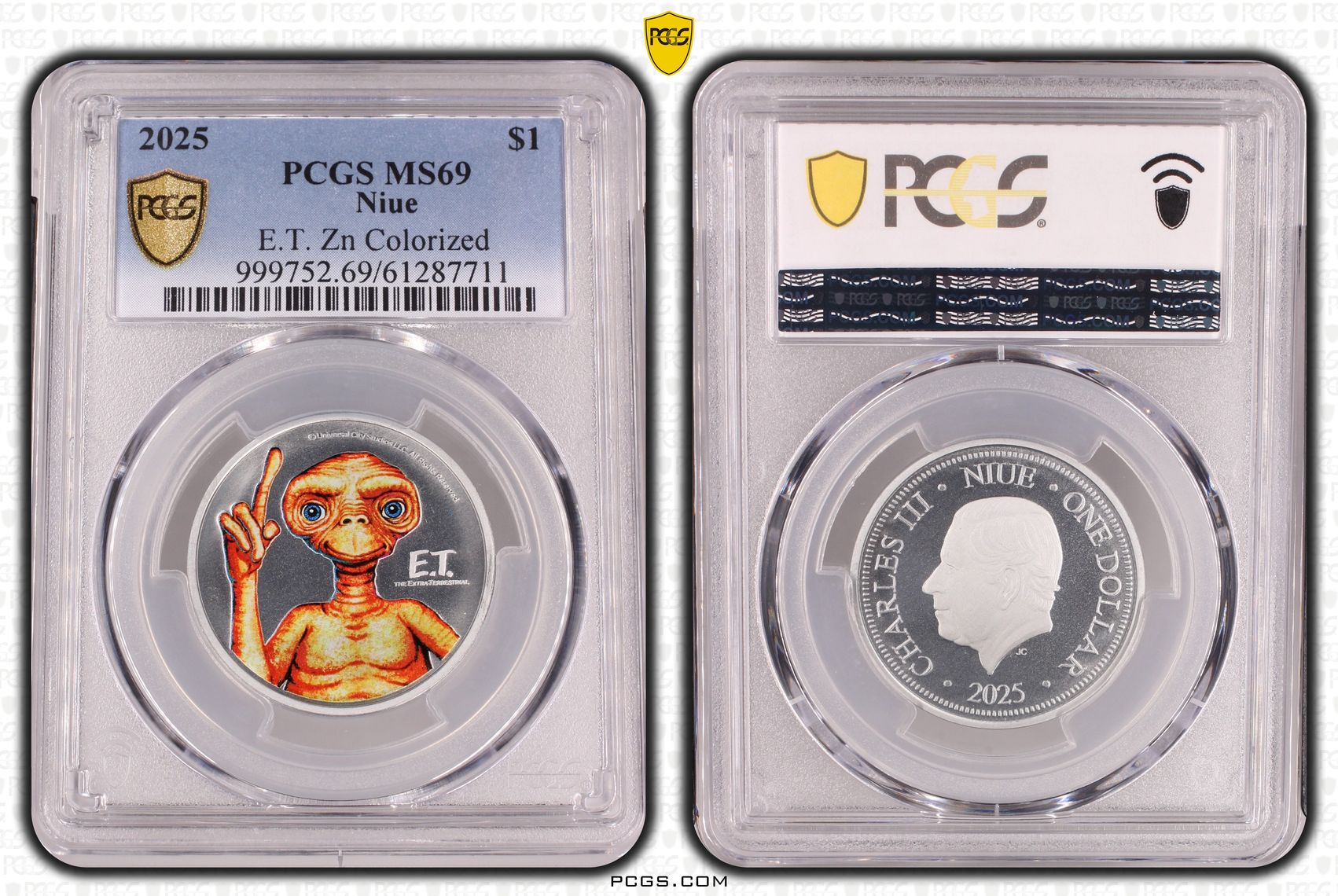 Niue, E.T. Zn Colourised, One Dollar, 2025, PCGS MS69
