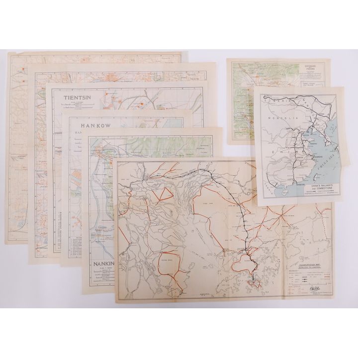 8pc Railroad Maps of China. 1915-1924