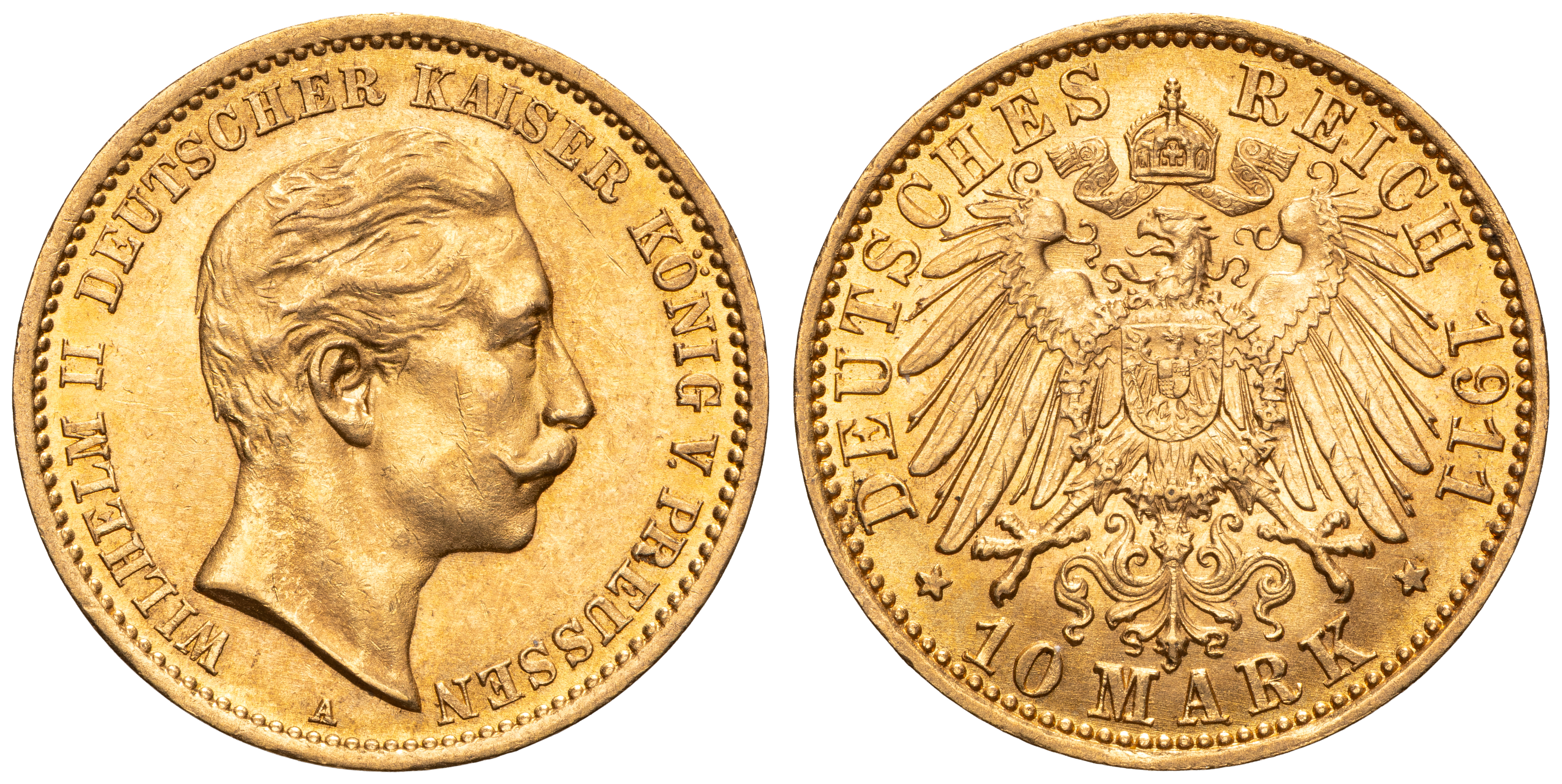 German States, Friedrich Wilhelm II, Prussia, Ten Marks, 1911-A, EF