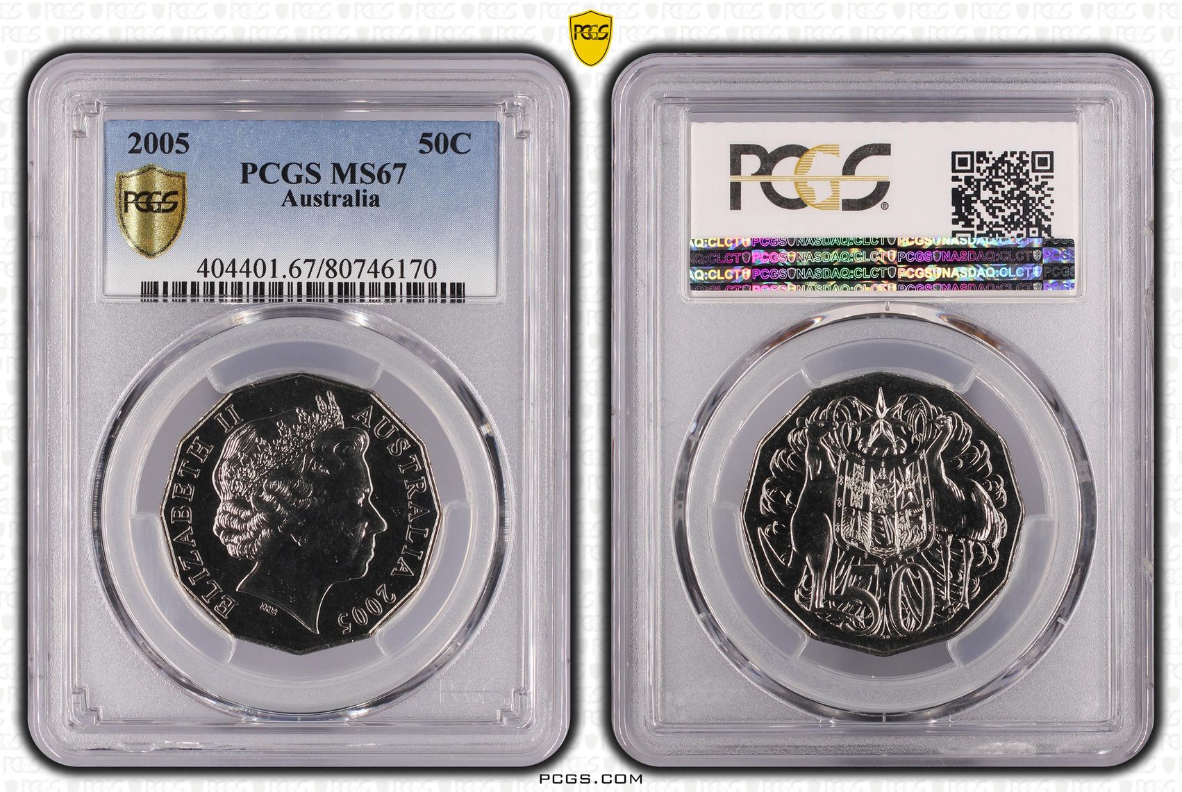 Elizabeth II, Fifty Cent, 2005, PCGS MS 67