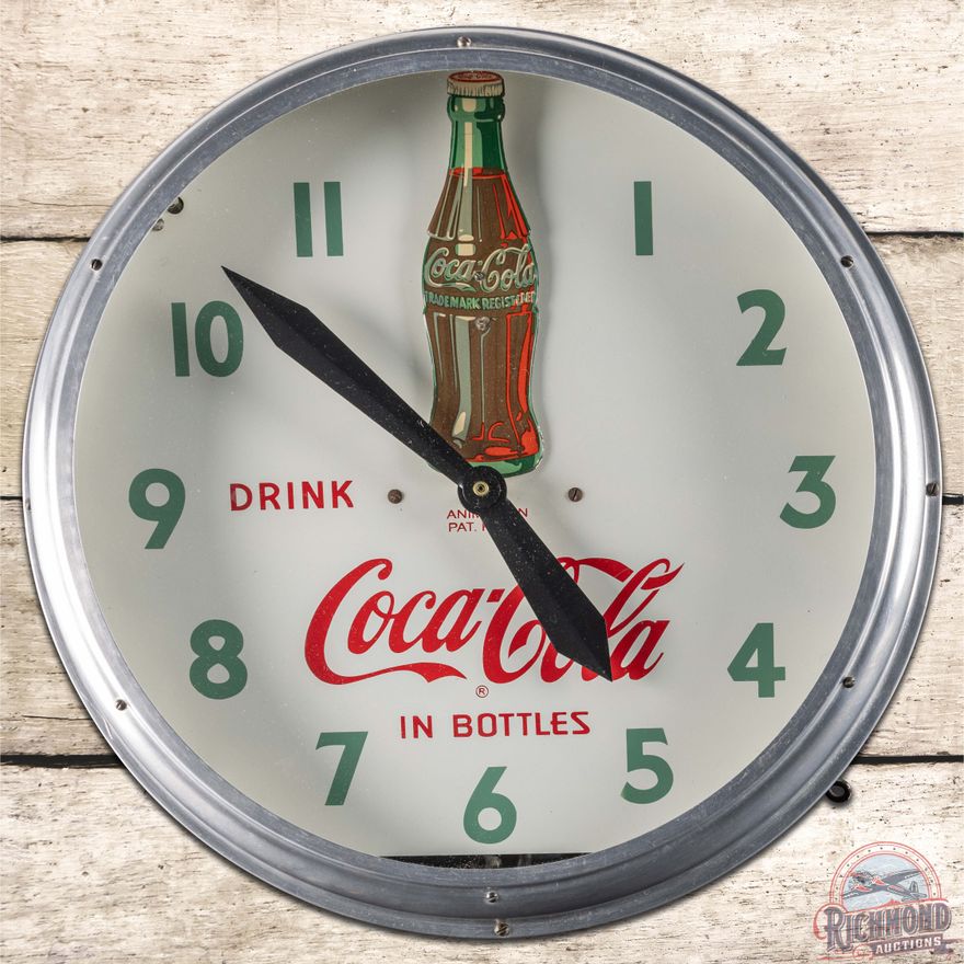 Drink Coca Cola in Bottle 20" Swihart Neon Advertising Clock w/ Rocking Bottle