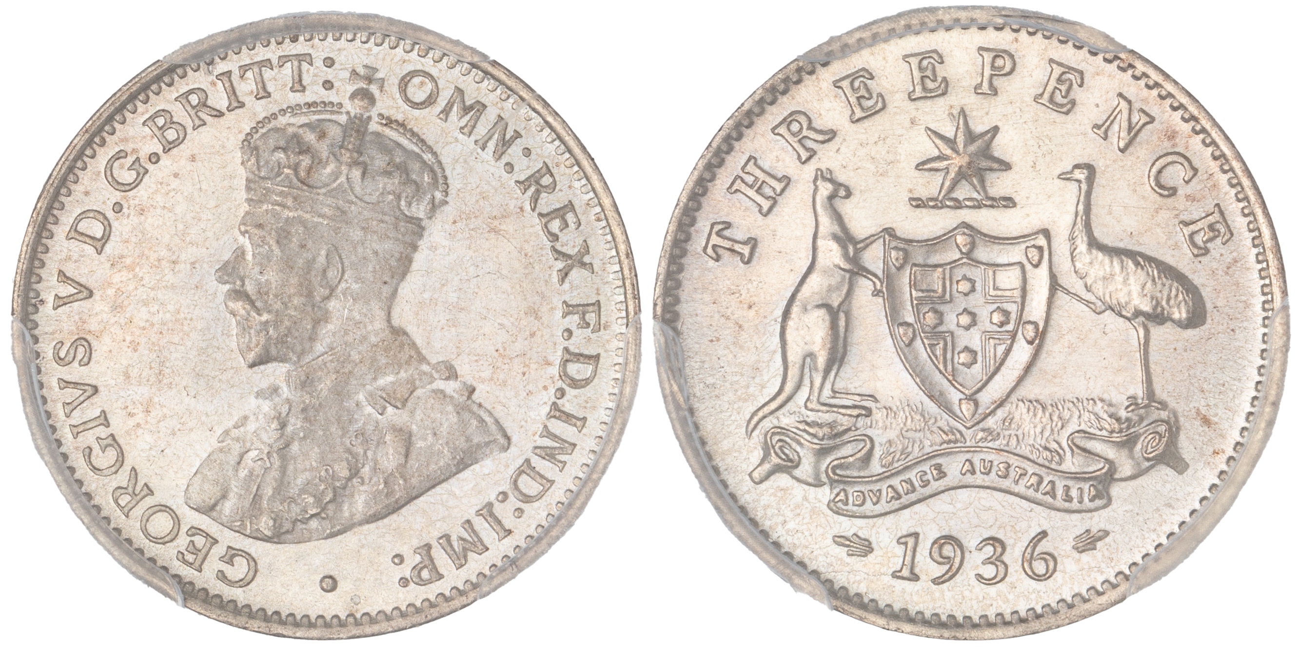 George V, Threepence, 1936, PCGS MS66