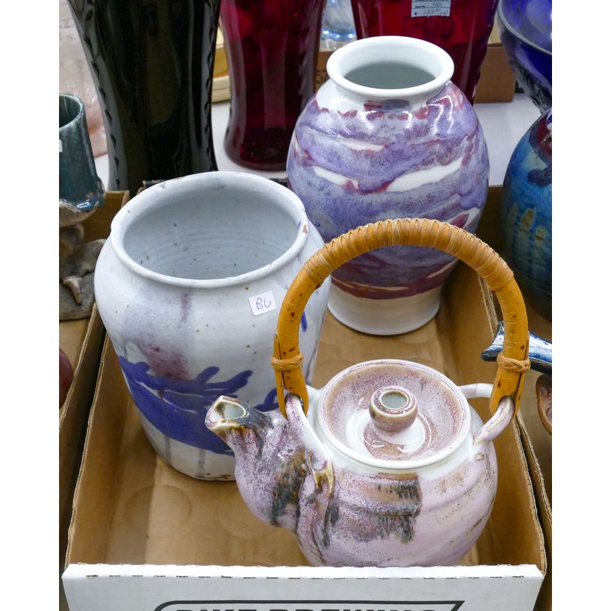 Box Studio Pottery Purple Splash Vases etc.