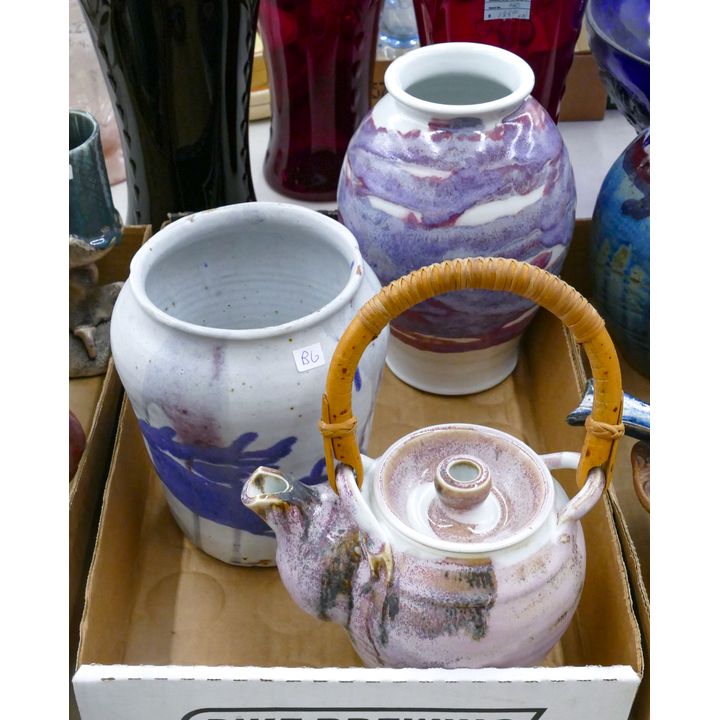 Box Studio Pottery Purple Splash Vases etc.