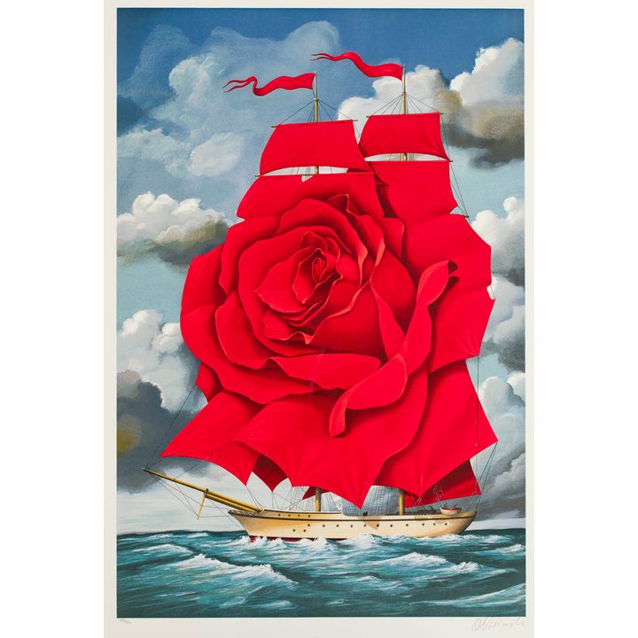 Rafał Olbiński | Statek czerwonej róży (Red rose ship)