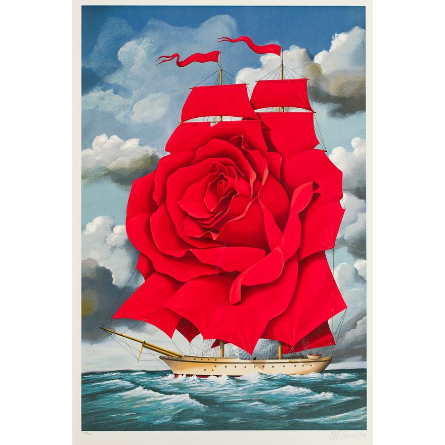 Rafał Olbiński | Statek czerwonej róży (Red rose ship)
