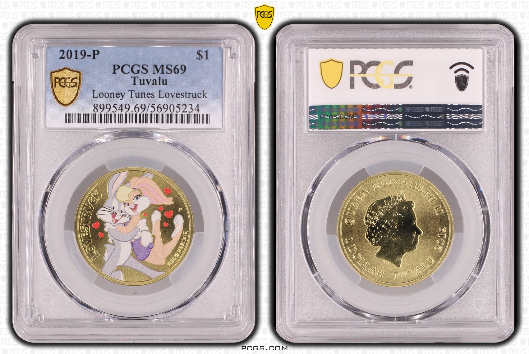 Tuvalu, Looney Tunes Lovestruck, One Dollar, 2019-P, PCGS MS69