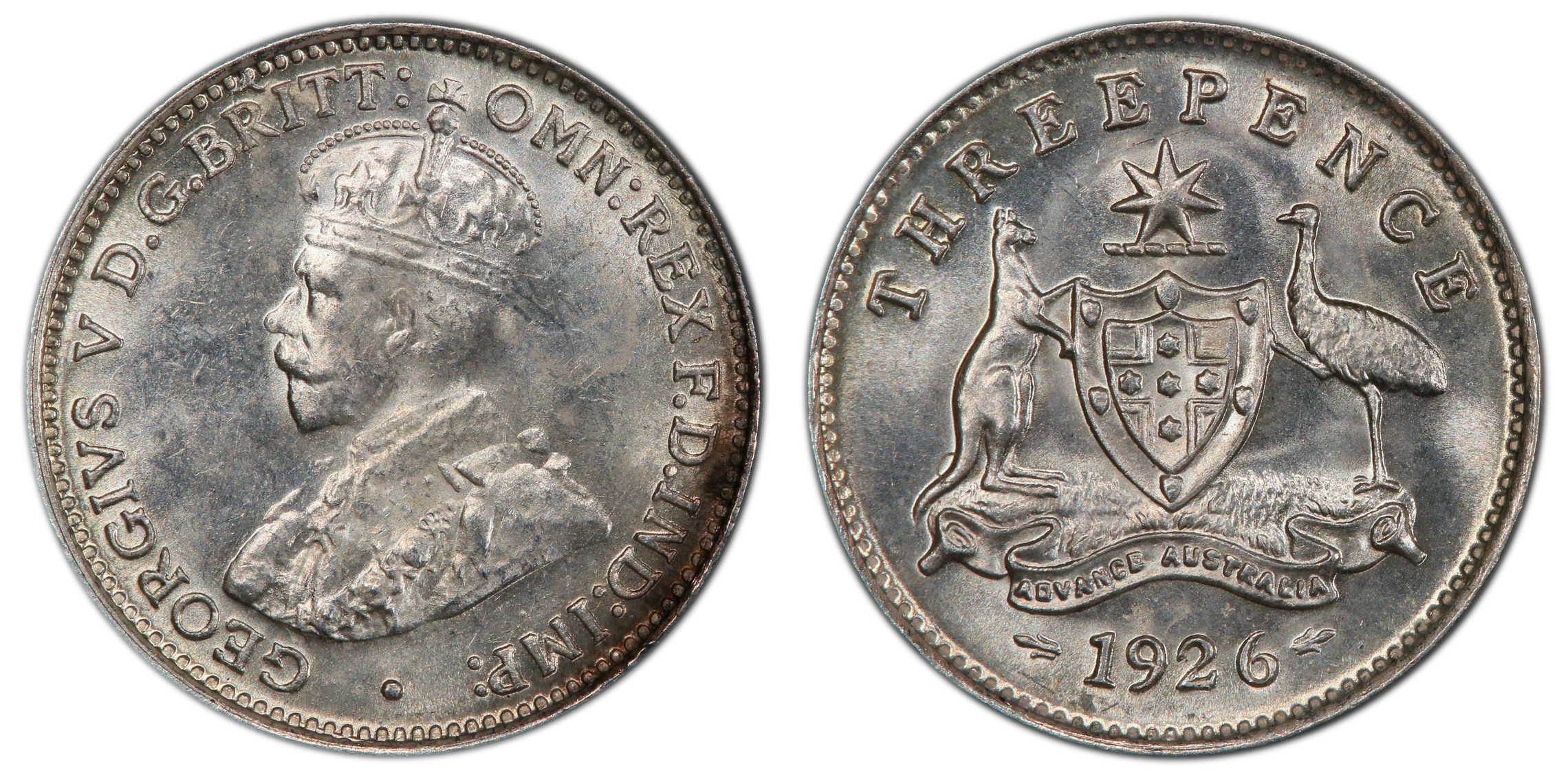 George V, Threepence, 1926, PCGS MS64
