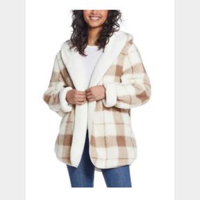 WEATHERPROOF LADIES' REVERSIBLE COZY SHERPA HOODED JACKET SIZE LADIES' L/XL