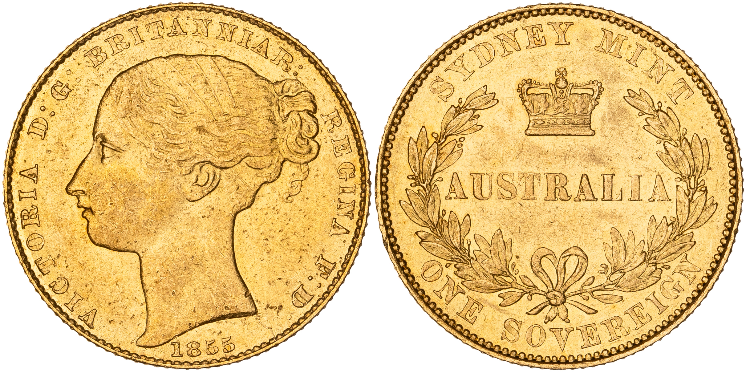 Victoria, Sydney Mint Reverse - Type I, Sovereign, 1855, gEF