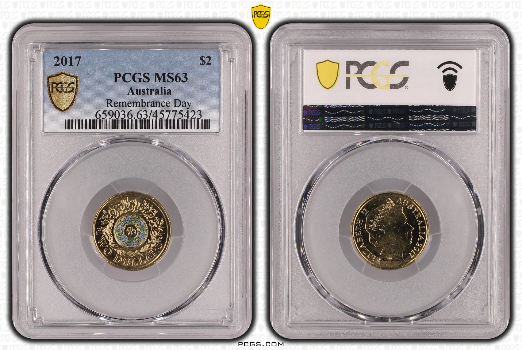 Elizabeth II, Remembrance Day, Two Dollar, 2017, PCGS MS63