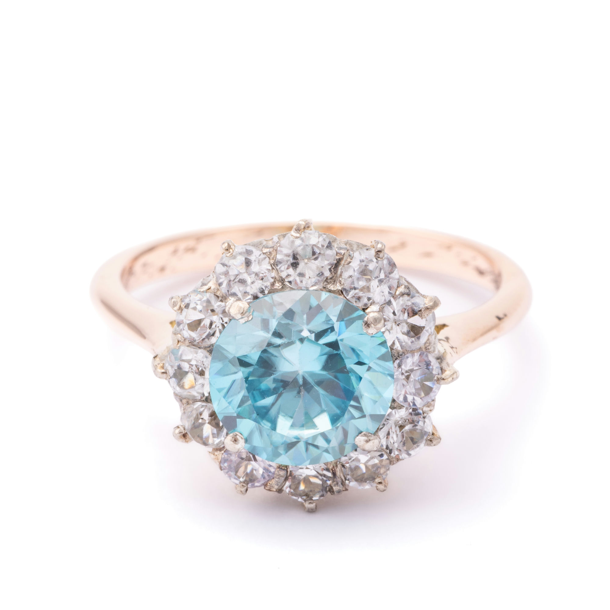 Natural Blue Zircon Ring 9ct Gold,
